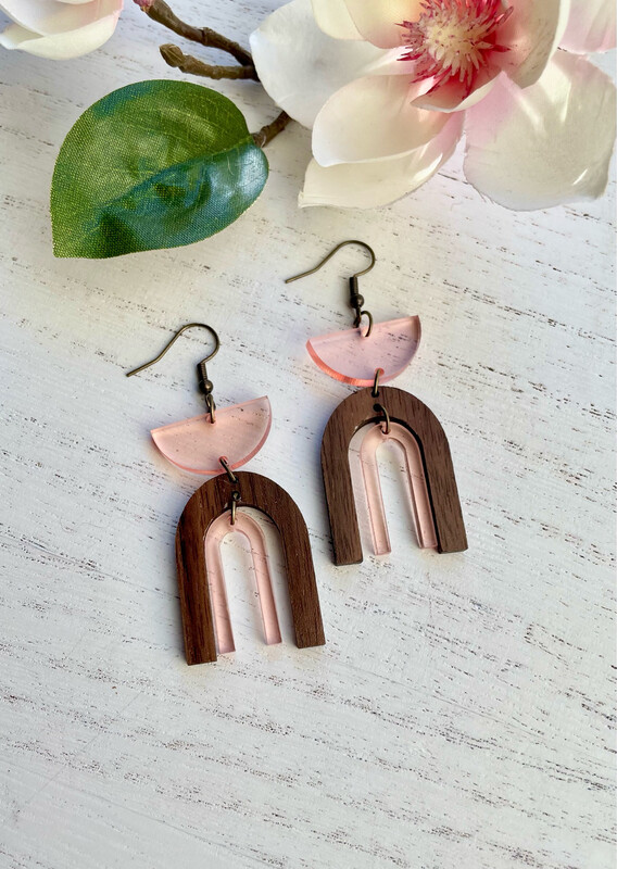 Mod Rainbow Earrings (Clear Rose)