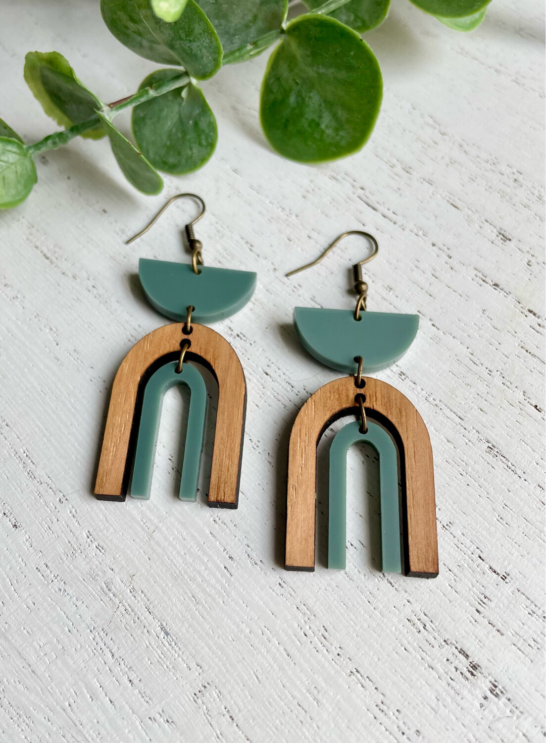 Mod Rainbow Earrings (Gray Green)