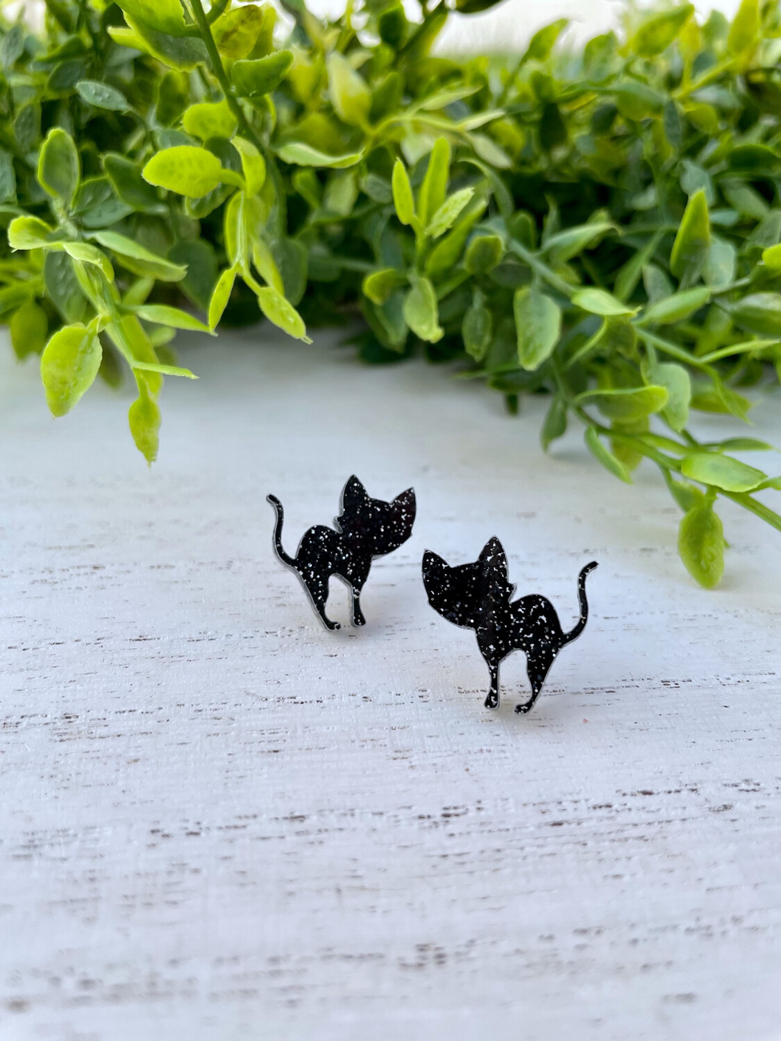 Black Cat Stud Earrings