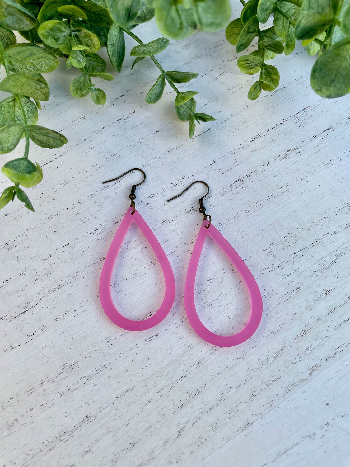 Teardrop Earring (Pink Frosted Acrylic)