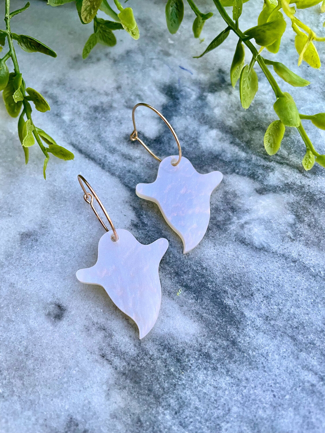 Ghost Earrings (Gold Hoop)