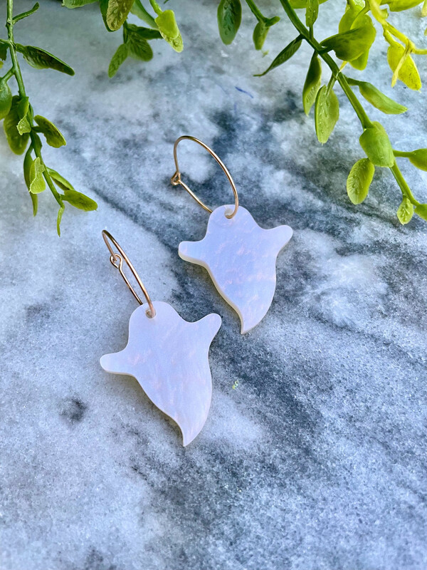 Ghost Earrings (Gold Hoop)