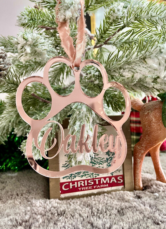 Personalized Paw Ornament (Mirrored Acrylic)