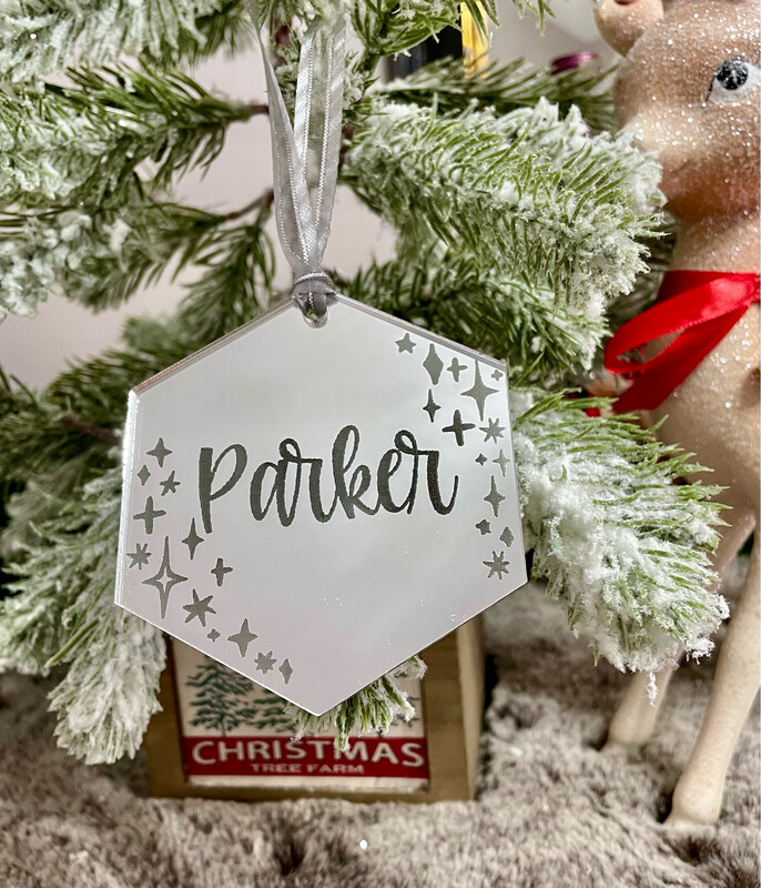 Personalized Hexagon Ornament (Mirrored Acrylic)