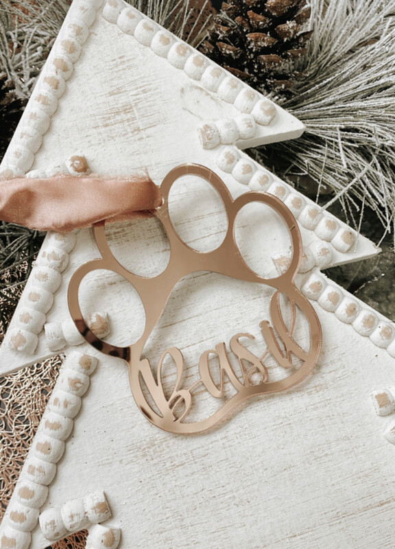 Personalized Paw Ornament (Mirrored Acrylic)