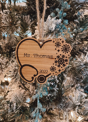 Personalized Stethoscope Winter Ornament