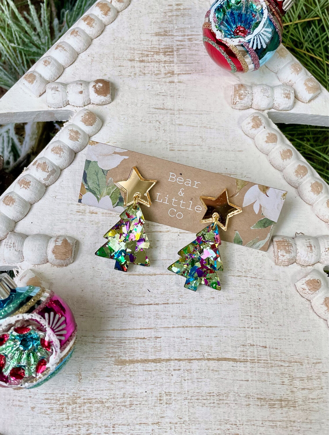 Glitter Christmas Tree Earrings