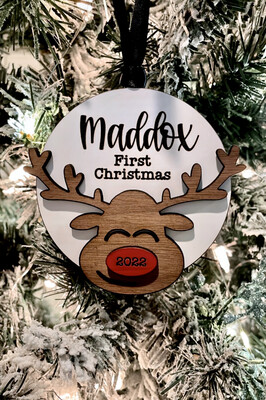 Personalized Reindeer First Christmas Ornament
