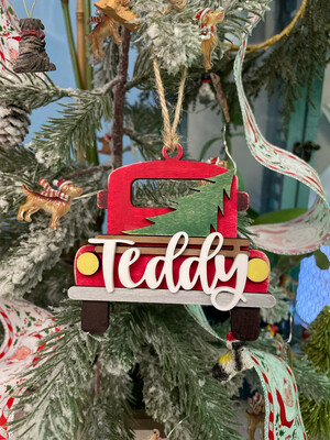 Personalized Little Red Truck Ornament