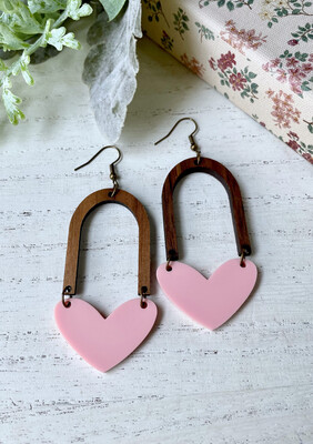 Marian Earrings (Pink Acrylic Heart)