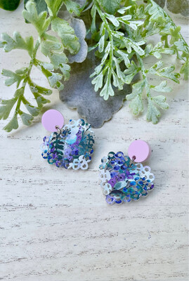 Lace Heart Earrings (Violet Floral)