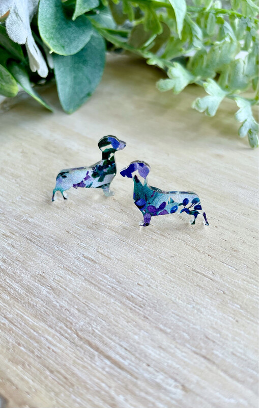 Dachshund Studs (Violet Floral)