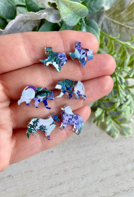 Bear Studs (Violet Floral)