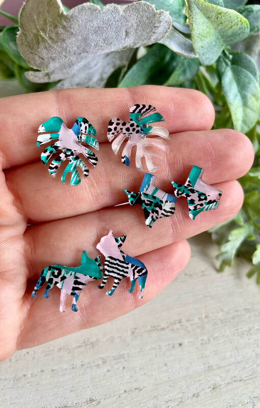 Monstera Studs (Jungle Leopard)