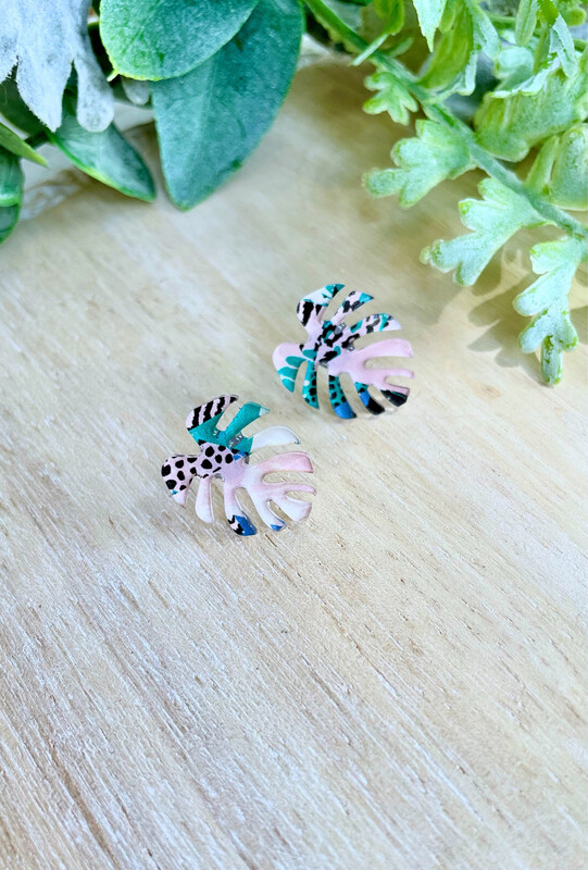 Monstera Studs (Jungle Leopard)