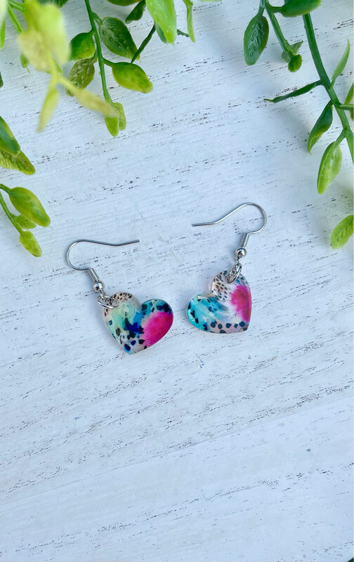 Heart Dangles (Leopard Floral)