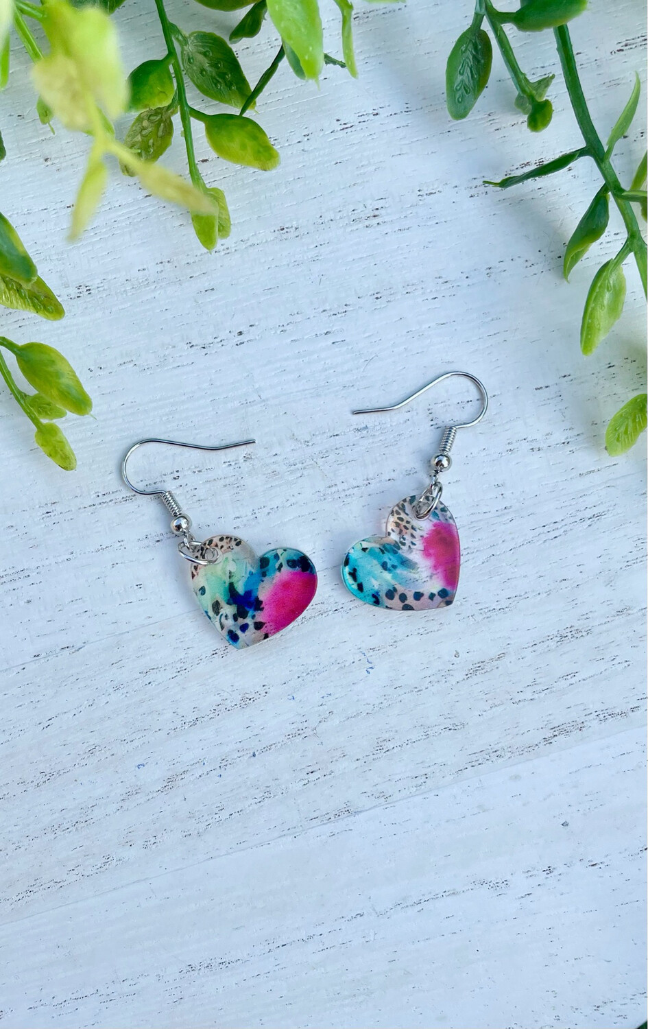 Heart Dangles (Leopard Floral)