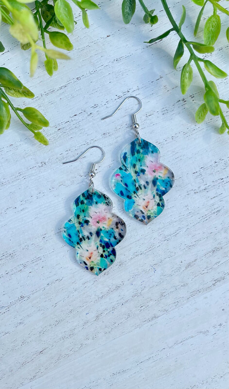 Vintage Wave Earrings (Solid Leopard Floral)