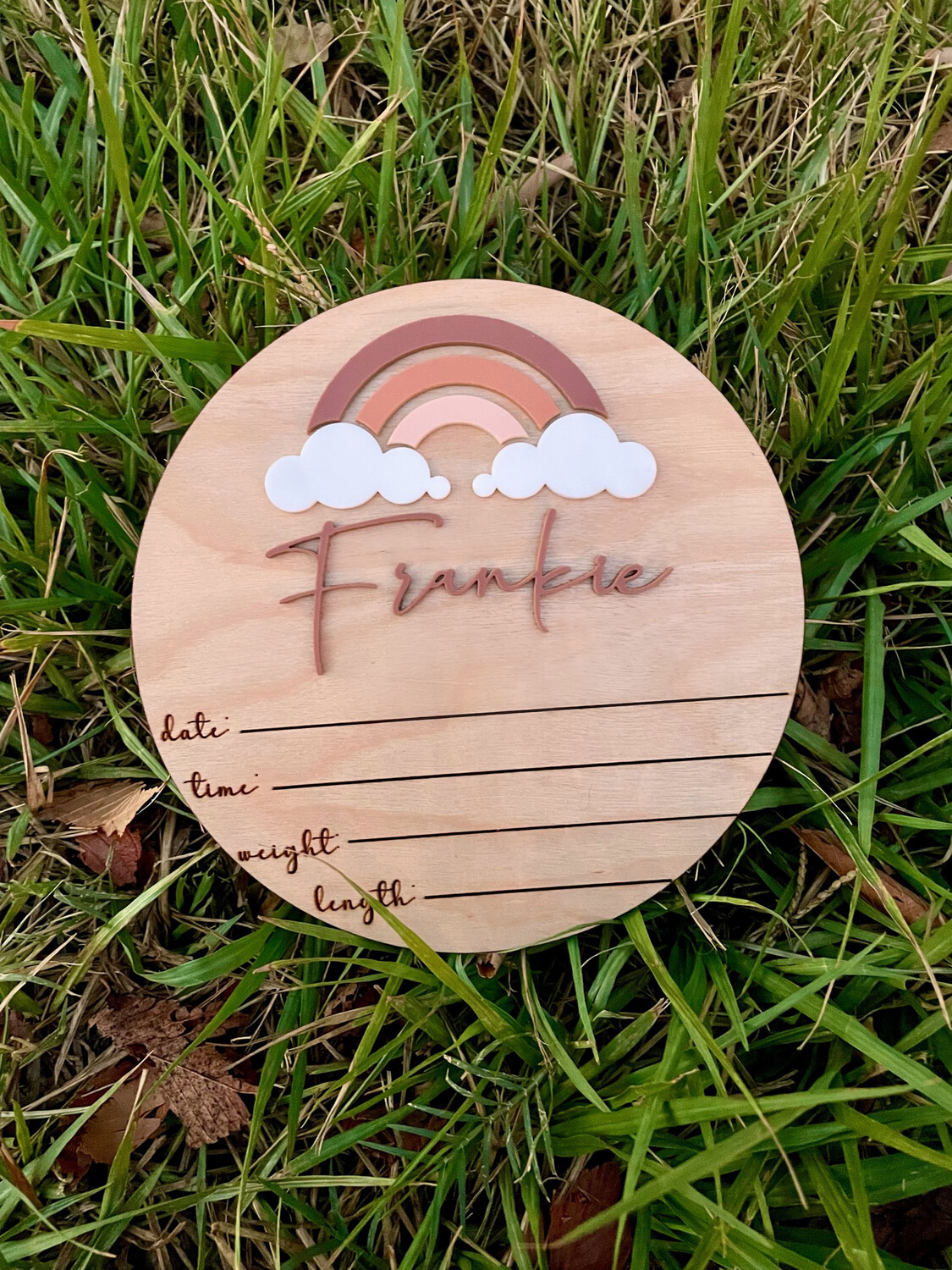 Personalized Baby Announcement Sign (Rainbow)