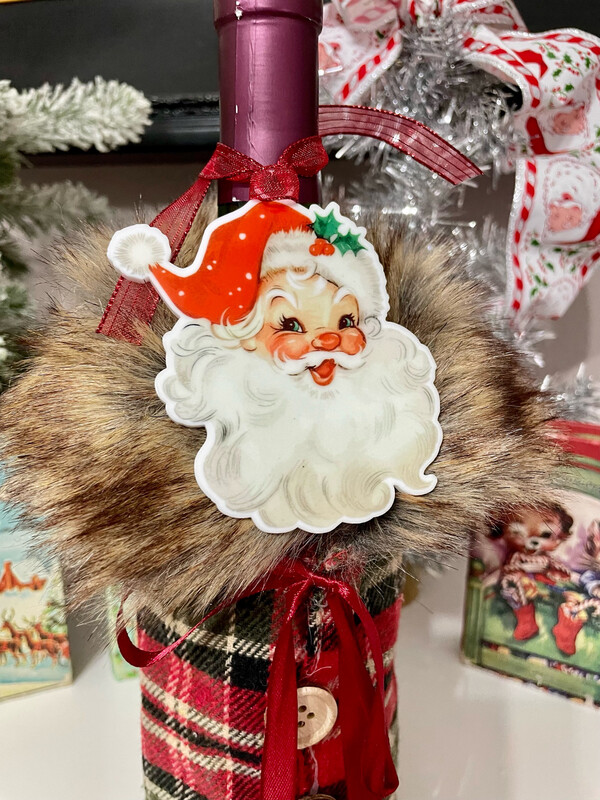 Vintage Santa Red Hat Gift Tag/Ornament