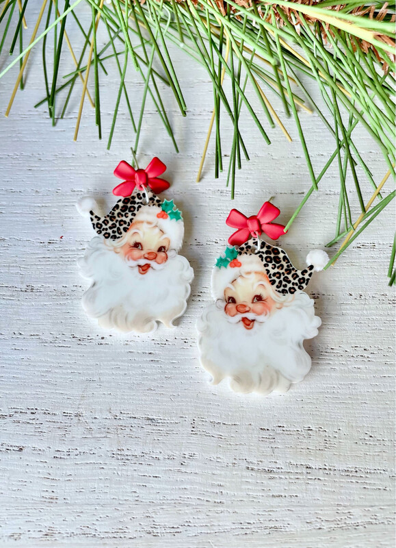 Leopard Santa Earrings