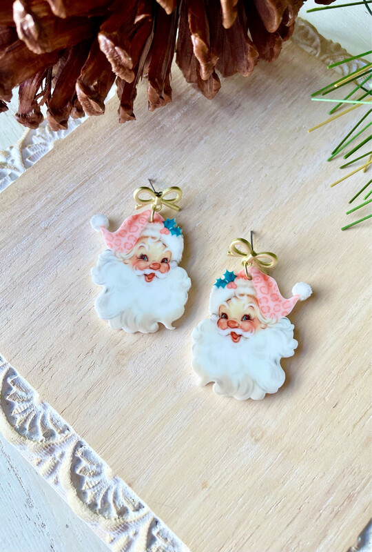Pink Santa Earrings