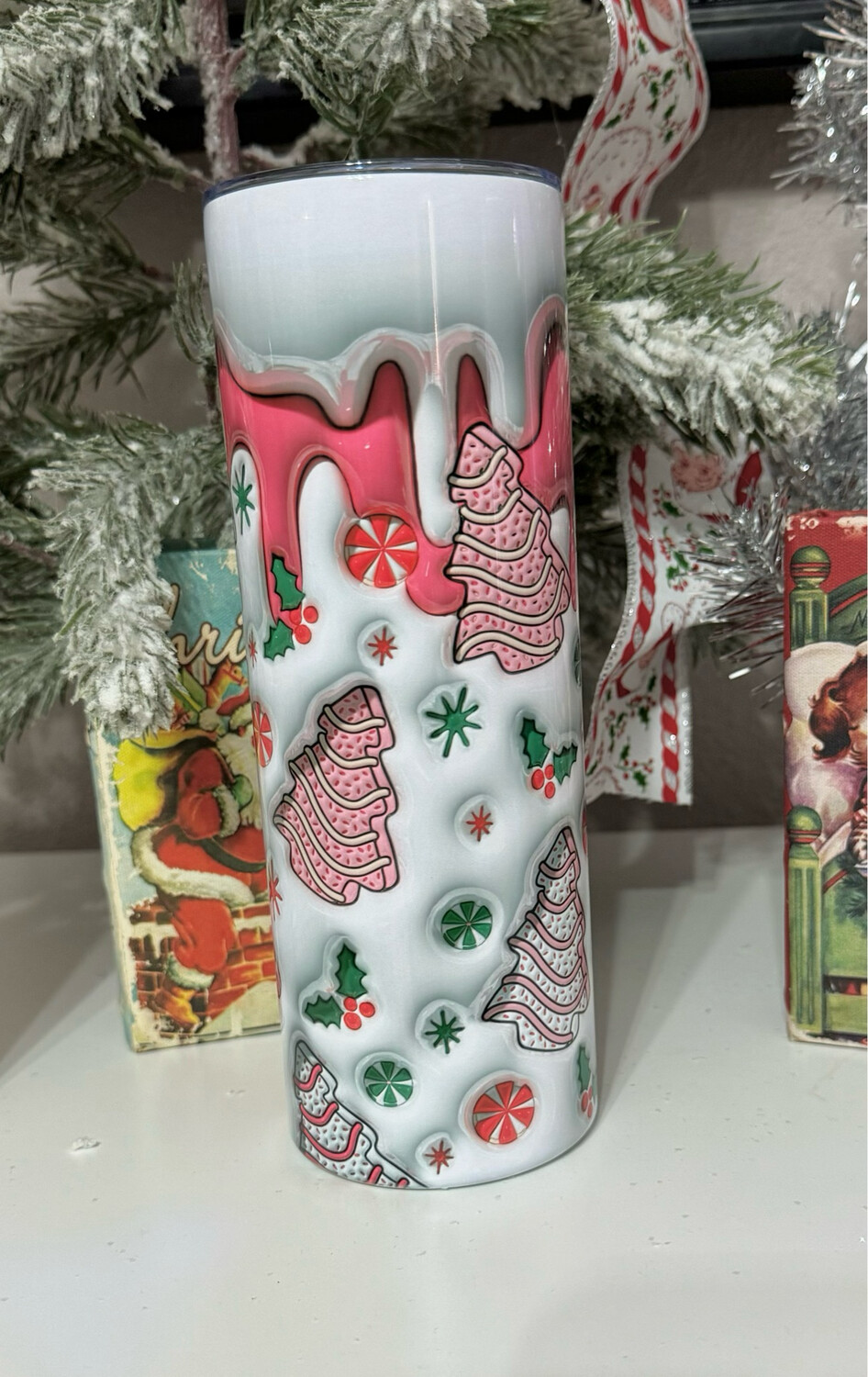 Pink Christmas Cake Tumbler (20oz)