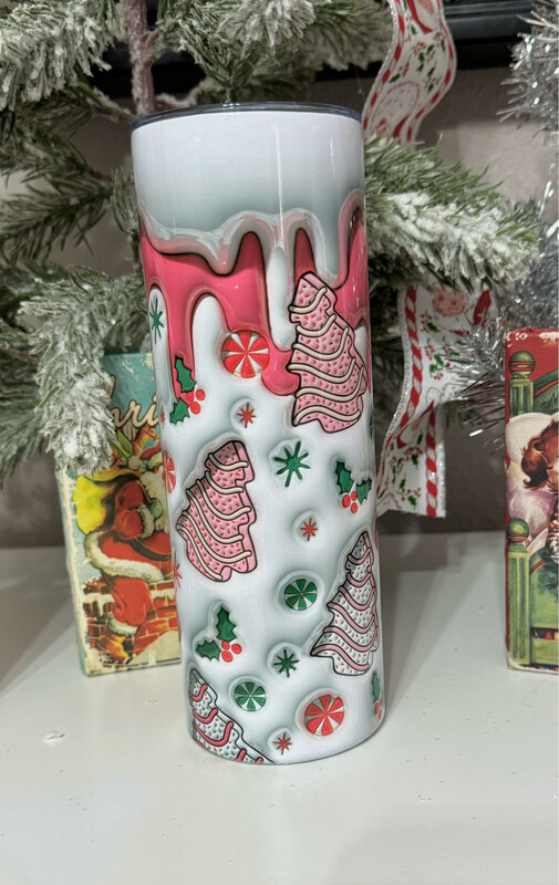Pink Christmas Cake Tumbler (20oz)