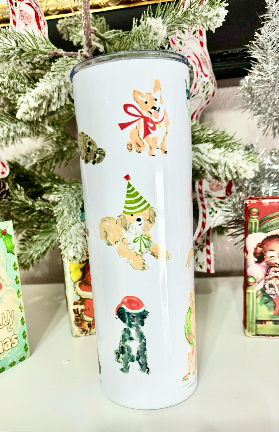 Watercolor Christmas Dog Tumbler (30oz)