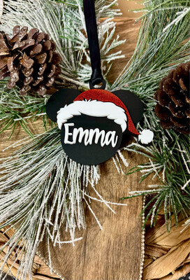 Personalized Christmas Mouse Head Ornament