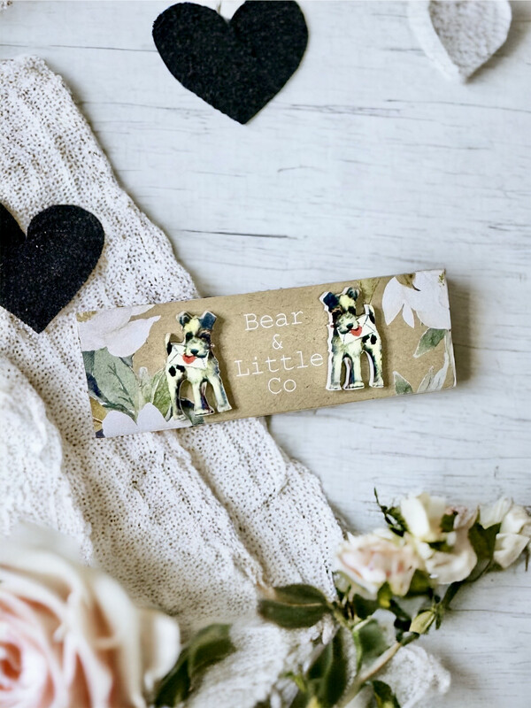 Vintage Valentine Dog Studs