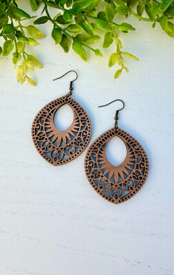 Vintage Lace Wood Earrings (Rounded)