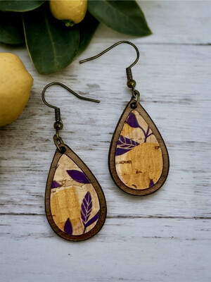 Teardrop Wood Mini Earrings (Lemons)