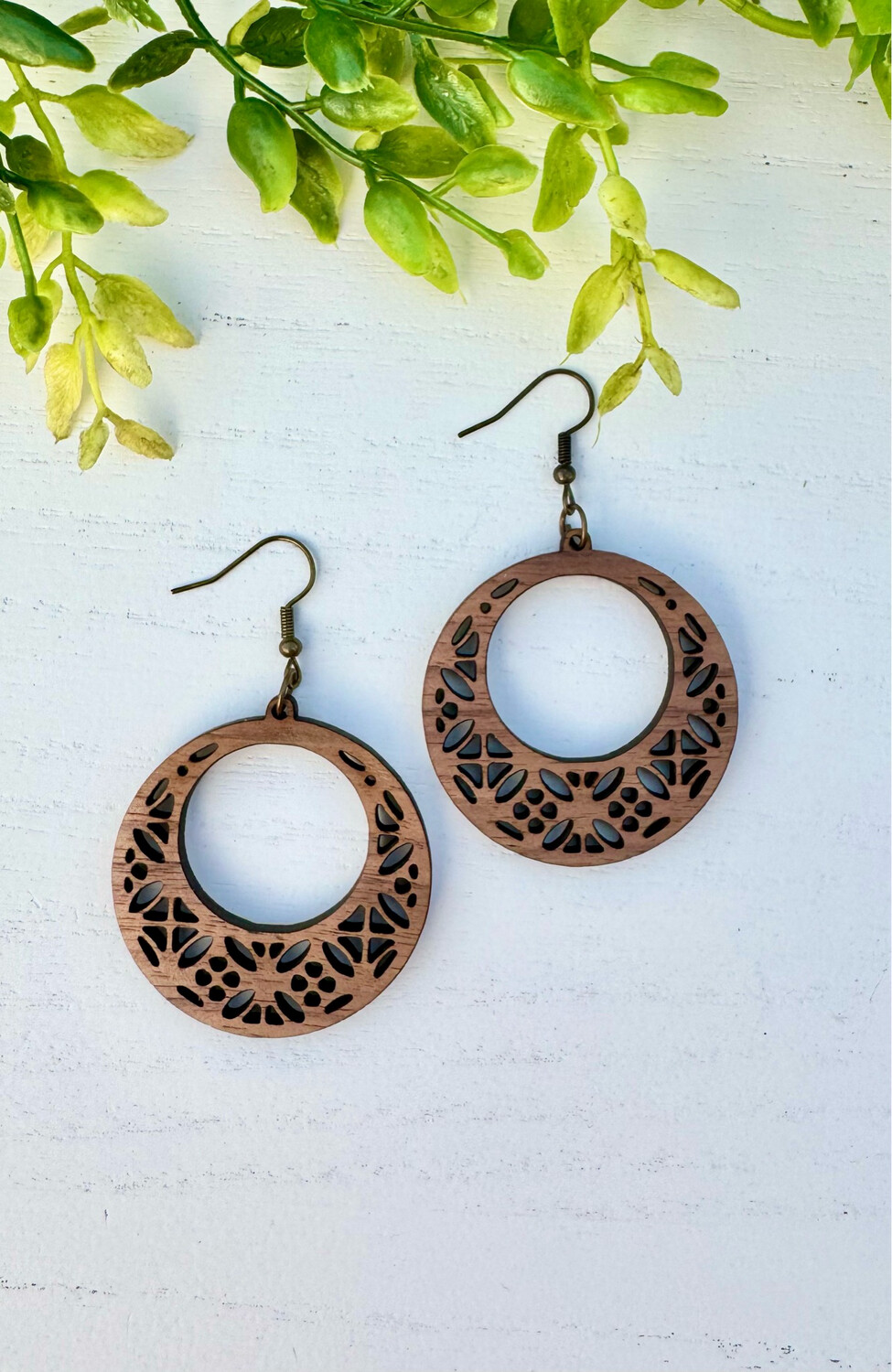 Round Boho Wood Earrings