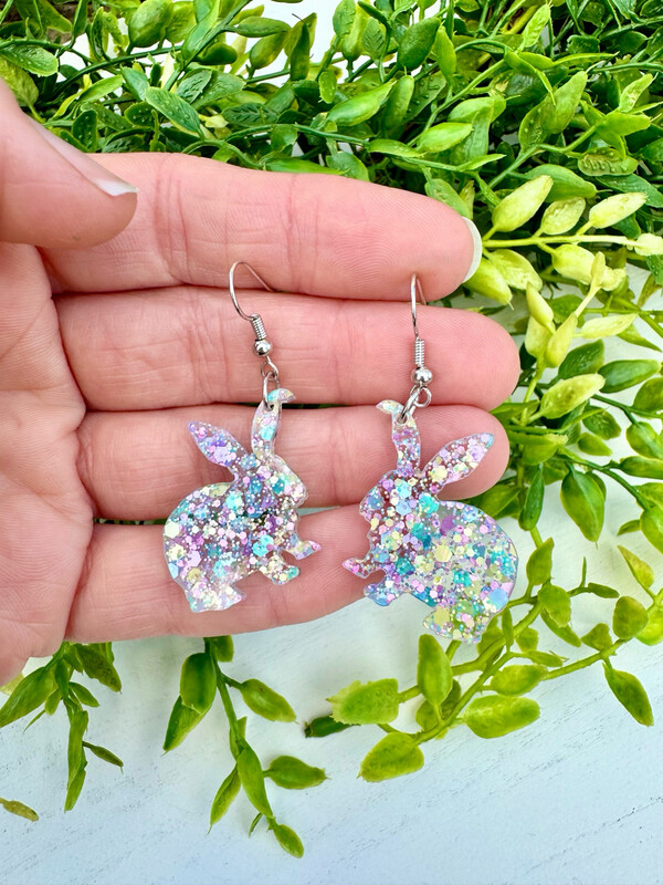 Bunny Dangle Earrings (Mermaid Glitter)