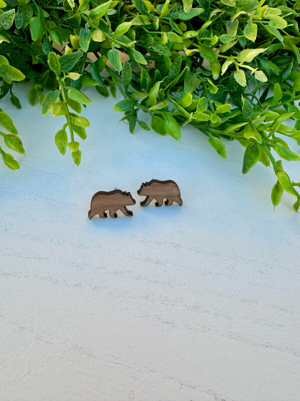 Bear Studs (Walnut Wood)