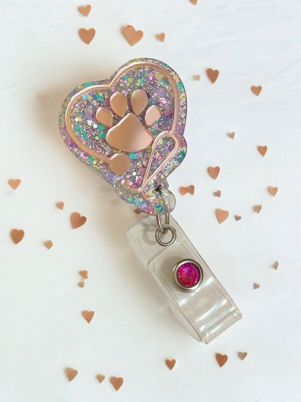 Paw Print And Stethoscope Badge Reel