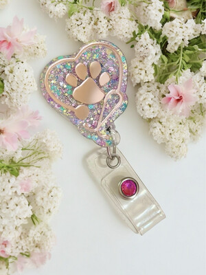 Paw Print And Stethoscope Badge Reel
