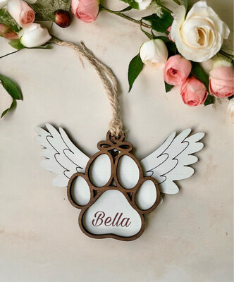 Personalized Winged Paw Ornament