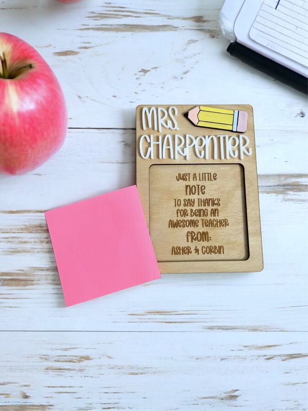 Teacher Sticky Note Holder With Small Pencil