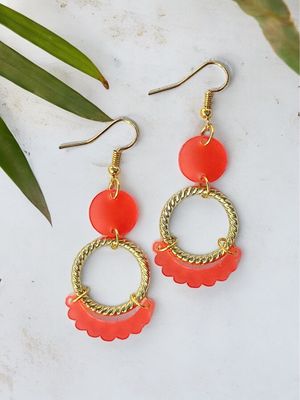Audrey Earrings (Coral &amp; Gold)