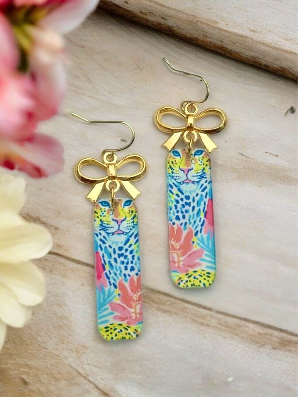 Leopard Bar Earrings