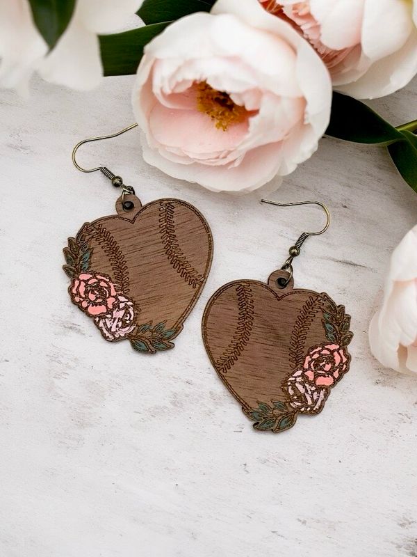 Floral Baseball Earrings