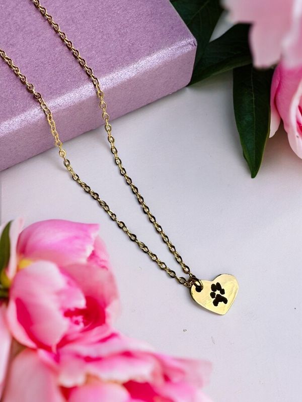 Custom Paw Print Necklace (Small Heart)