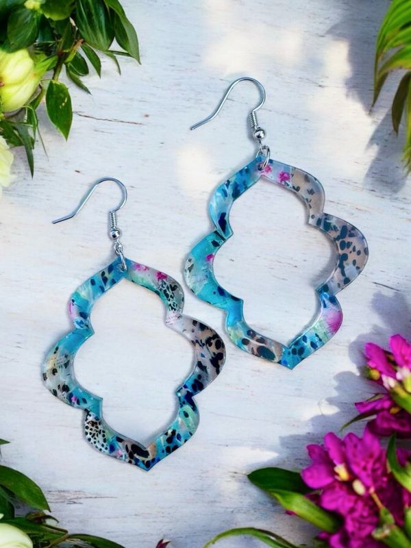 Vintage Wave Earrings (Leopard Floral)