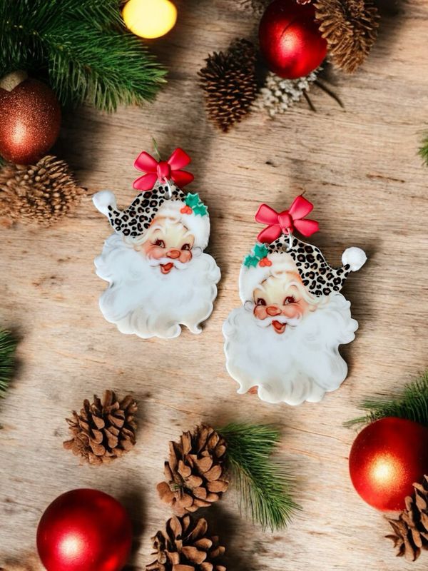 Leopard Santa Earrings