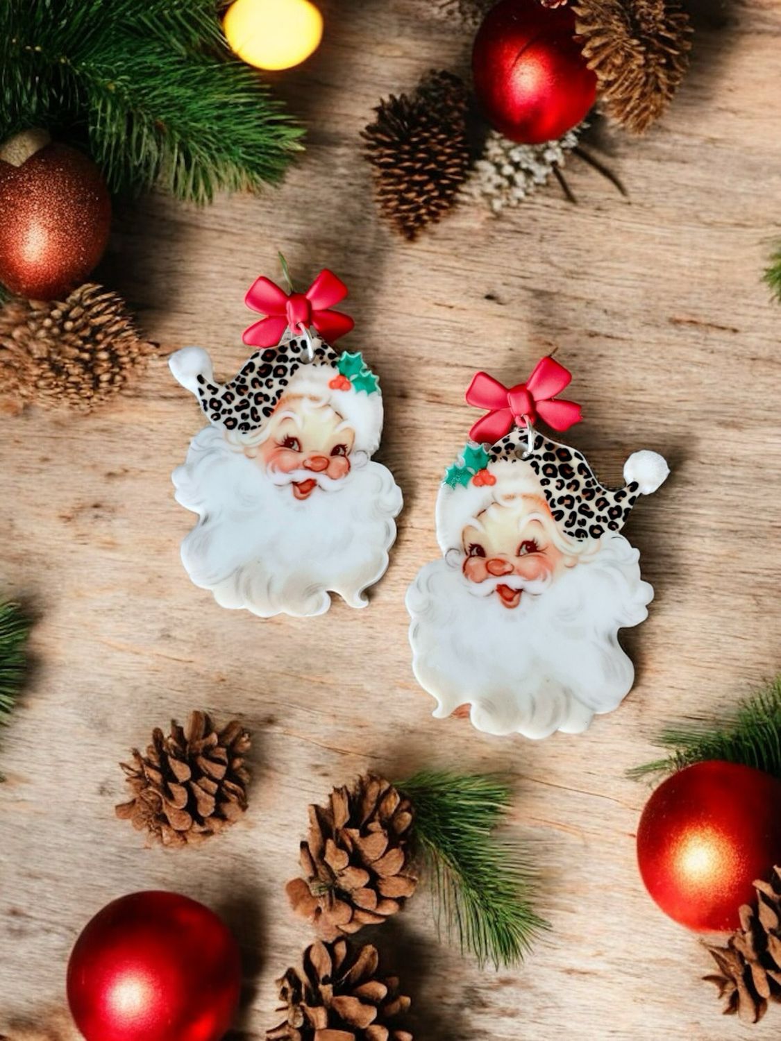 Leopard Santa Earrings