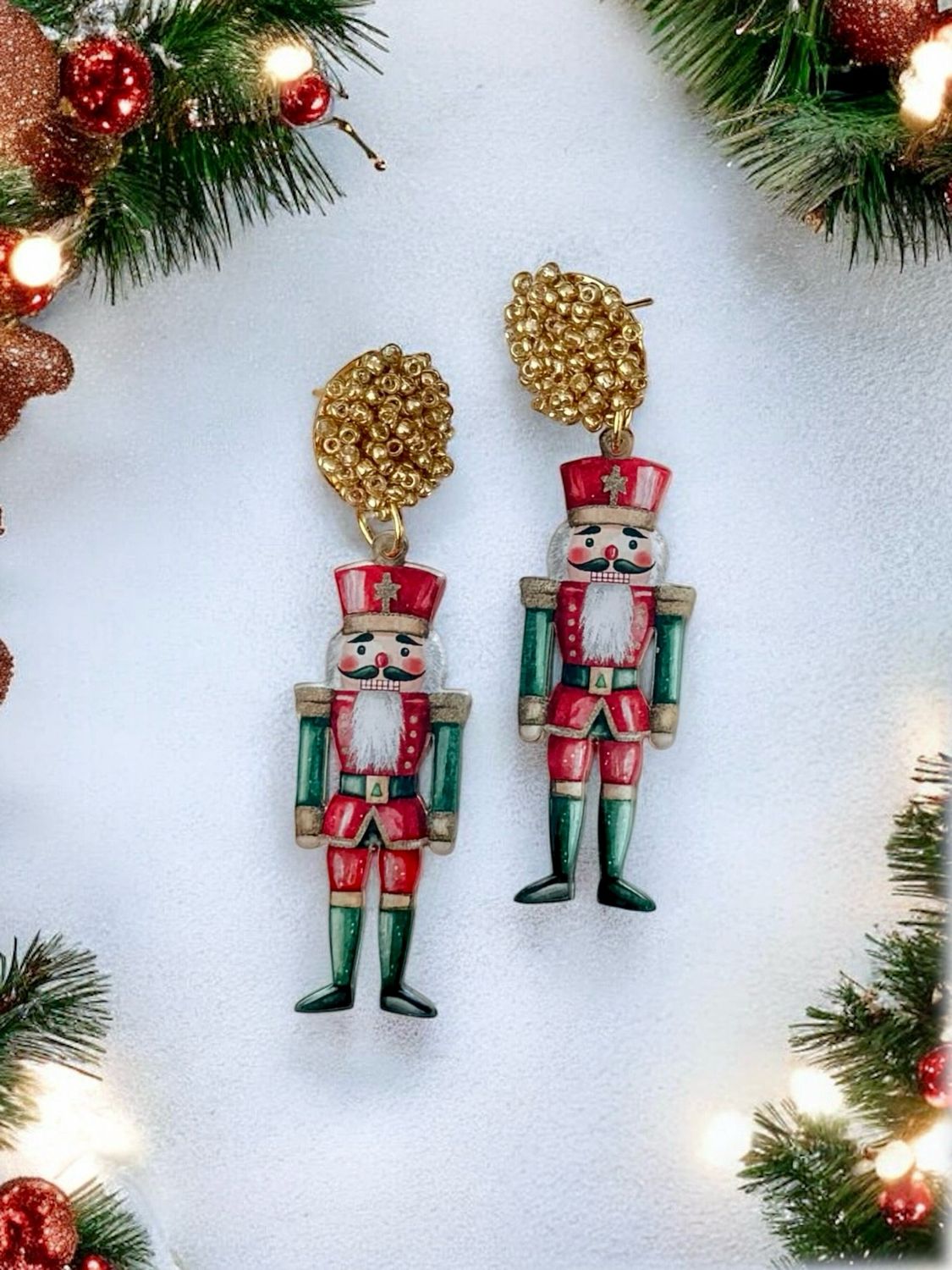 Red And Gold Nutcracker Earrings