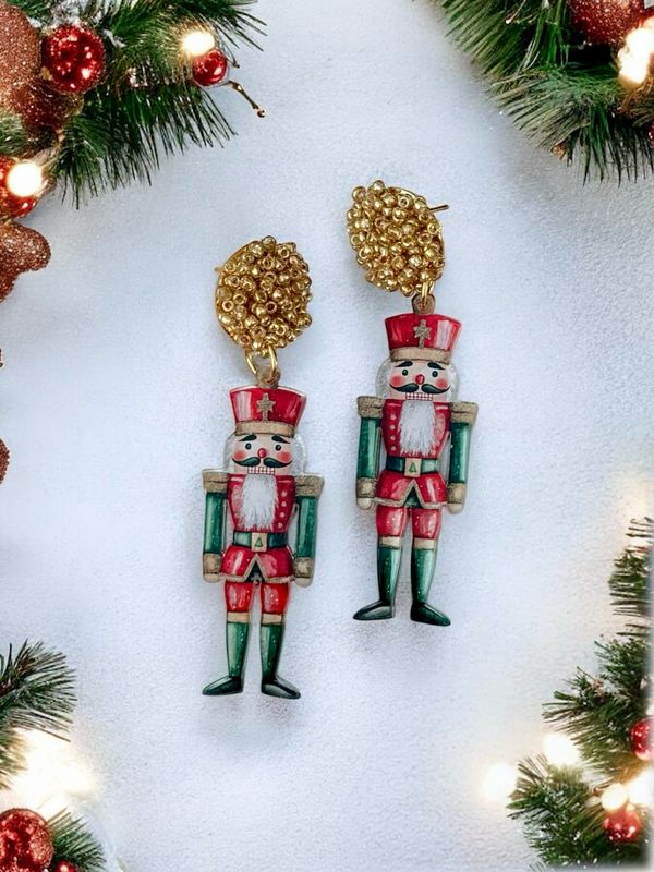 Red And Gold Nutcracker Earrings
