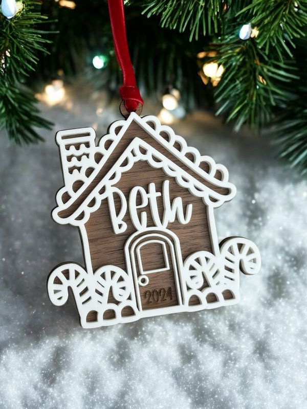 Gingerbread Candy cane House Ornament